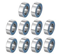 sourcing map 10 Pcs MR95-2RS Deep Groove Ball Bearing, 5x9x3mm Double Rubber Sealed and Pre-Lubricated, Chrome Steel Micro Bearings, (ABEC7, Z4 Low Noise)