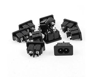 sourcing map 10 Pcs Panel Mount Male IEC320 C8 Power Socket AC 250V 2.5A