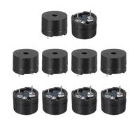 sourcing map 10 Pcs Passive Buzzer DC 1.5-12V 12x8.5mm Electric Tone Buzzer Alarm Piezo Beep Sounder Continuous Sound Beep for Physics Circuits Alarm Safety Development Boards House Shop