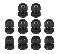 sourcing map 10 Pcs PG21 Cable Glands Adjustable 12-18mm PA6 Nylon IP68 Waterproof Connectors with Seals Anti-Corrosion for Industrial/Outdoor Electrical Systems (Black)