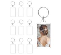 sourcing map 10 Pcs Photo Frame Keyring, Acrylic Picture Keychains Clear Photo Insert Keychain 1.3 x 2 Inch Rectangular Blank Photo Keychains for Photo Display Supplies, Transparent