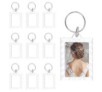 sourcing map 10 Pcs Photo Frame Keyring, Acrylic Picture Keychains Clear Photo Insert Keychain 1.5 x 2 Inch Rectangular Lace Blank Photo Keychains for Photo Display Supplies, Transparent