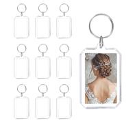 sourcing map 10 Pcs Photo Frame Keyring, Acrylic Picture Keychains Clear Photo Insert Keychain 2.3 x 1.6 Inch Octagon Blank Photo Keychains for Photo Display Supplies, Transparent