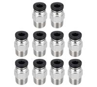 sourcing map 10 Pcs Pneumatic Fitting, PC4-M10 Push to Connect Pneumatic Tube Fittings, Straight Through Fitting for 3D Printer, 2x4mm Tubes, Black