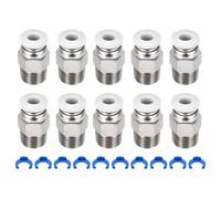 sourcing map 10 Pcs Pneumatic Fitting, PC4-M10 Push to Connect Pneumatic Tube Fittings, Straight Through Fitting for 3D Printer, 2x4mm Tubes, White