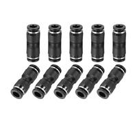 sourcing map 10 Pcs Push to Connect Fittings 1/4 Inch Tube OD Pneumatic Quick Connector Straight Union Tube Fitting for Water Oil Gas Air Hose Line Pipe, Black