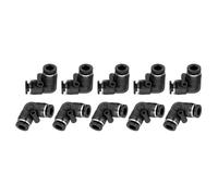 sourcing map 10 Pcs Push to Connect Fittings Male Elbow 1/4 Inch Tube OD 90 Degree Air Line Pneumatic Tube Fitting for Water Oil Gas Hose Pipe, Black