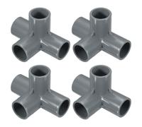 sourcing map 10 Pcs PVC Fitting, 4 Way PVC Fitting 1" 0.8" PVC Connectors PVC Elbow PVC Pipe Fittings PVC Coupling PVC Furniture Corner Connector for DIY Garden Support Structure, Grey