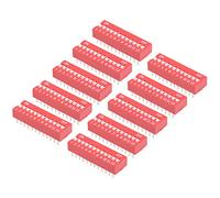 sourcing map 10 Pcs Red DIP Switch Horizontal 1-12 Positions 2.54mm Pitch for Circuit Breadboards PCB