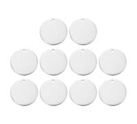 sourcing map 10 Pcs Round Blank Stamping Tag 30mm Stainless Steel Circle Polished Blanks Tag Pendants with Hole for Bracelet Crafts Labeling Making, Silver