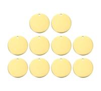 sourcing map 10 Pcs Round Blank Stamping Tag 30mm Stainless Steel Circle Polished Blanks Tag Pendants with Hole for Bracelet Crafts Labeling Making, Gold
