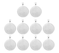 sourcing map 10 Pcs Round Pattern Pendant Trays Kit, 25mm Alloy Blank Bezel Pendant Base Flat Connector Settings for Photo Charm Jewelry Making DIY Crafts, Silver