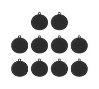 sourcing map 10 Pcs Round Stainless Steel Tags 20mm Circle Stamping Polished Plating Blanks with External Hole for Bracelet Crafts Labeling Making, Black