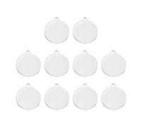 sourcing map 10 Pcs Round Stainless Steel Tags 30mm Circle Stamping Polished Plating Blanks with External Hole for Bracelet Crafts Labeling Making, Silver