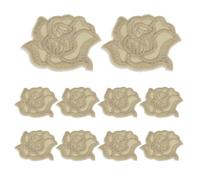 sourcing map 10 Pcs Self Adhesive Rose Flower Patches, 47 x 39mm Cute Flower Embroidered Applique Sew on Patch for Clothing Jackets Backpack Shoes DIY Accessory Bags, Dark Beige