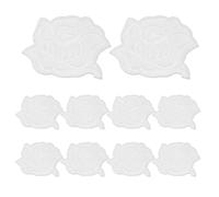 sourcing map 10 Pcs Self Adhesive Rose Flower Patches, 47 x 39mm Cute Flower Embroidered Applique Sew on Patch for Clothing Jackets Backpack Shoes DIY Accessory Bags, White