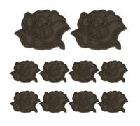 sourcing map 10 Pcs Self Adhesive Rose Flower Patches, 47 x 39mm Cute Flower Embroidered Applique Sew on Patch for Clothing Jackets Backpack Shoes DIY Accessory Bags, Dark Brown