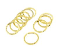 sourcingmap 10 Pcs Split Key Ring, 30mm Diameter Flat Keyring Holder loop for DIY, Round Keychains Key Chain Rings for Craft, Car Keys Organization, Dog Tag, Stainless Steel Gold Tone