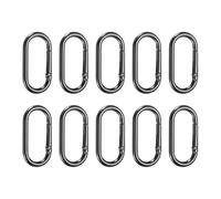 sourcing map 10 Pcs Spring Oval Rings, 16mm/0.6" ID 34mm/1.3" OD Spring Key Ring Clips Snap Buckle Zinc Alloy Trigger Rings for Keyring Buckle Handbag Purses Bags Wallets, Black