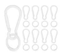 sourcing map 10 Pcs Spring Snap Clip, Spring Snap Key Chain Hook with O Ring, Multipurpose Candy Color Quick Link Keychain Clips Buckle for DIY Lanyard Crafts Camping Backpacking, White