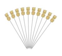 sourcing map 10 Pcs Stainless Steel Cocktail Picks, 4.2 Inch Martini Picks Fruit Sticks Metal Skewers Reusable for Drinks Olives Appetizers Fruit Decorative, Gold (Pineapple)