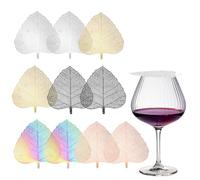 sourcing map 10 Pcs Stainless Steel Drink Covers, Leaf Shape Wine Glass Covers, Outdoor Wine Glass Lid for Drinks, Coffee, Tea, Beer, Colorful/Gold/Rose Gold/Silver/Black