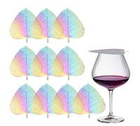 sourcing map 10 Pcs Stainless Steel Drink Covers, Leaf Shape Wine Glass Covers, Outdoor Wine Glass Lid for Drinks, Coffee, Tea, Beer, Colorful