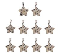 sourcing map 10 Pcs Star Stone Pendants, 20mm Natural Crystal Star Charm Beige Black Pentagram Charms Worry Stones for Meditation Energy DIY Necklace Jewelry Making