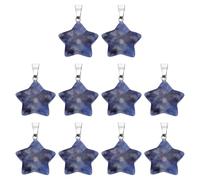 sourcing map 10 Pcs Star Stone Pendants, 20mm Natural Crystal Star Charm Blue Point Pentagram Charms Worry Stones for Meditation Energy DIY Necklace Jewelry Making