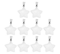 sourcing map 10 Pcs Star Stone Pendants, 20mm Natural Crystal Star Charm Clear Pentagram Charms Worry Stones for Meditation Energy DIY Necklace Jewelry Making