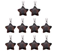 sourcing map 10 Pcs Star Stone Pendants, 20mm Natural Crystal Star Charm Dark Brown Pentagram Charms Worry Stones for Meditation Energy DIY Necklace Jewelry Making