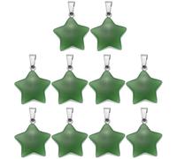 sourcing map 10 Pcs Star Stone Pendants, 20mm Natural Crystal Star Charm Green Pentagram Charms Worry Stones for Meditation Energy DIY Necklace Jewelry Making