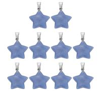 sourcing map 10 Pcs Star Stone Pendants, 20mm Natural Crystal Star Charm Light Blue Pentagram Charms Worry Stones for Meditation Energy DIY Necklace Jewelry Making