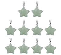 sourcing map 10 Pcs Star Stone Pendants, 20mm Natural Crystal Star Charm Light Green Pentagram Charms Worry Stones for Meditation Energy DIY Necklace Jewelry Making