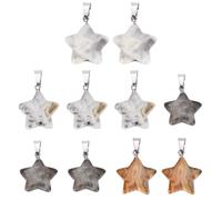 sourcing map 10 Pcs Star Stone Pendants, 20mm Natural Crystal Star Charm Light Yellow Pentagram Charms Worry Stones for Meditation Energy DIY Necklace Jewelry Making