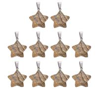 sourcing map 10 Pcs Star Stone Pendants, 20mm Natural Crystal Star Charm Pale Beige Pentagram Charms Worry Stones for Meditation Energy DIY Necklace Jewelry Making