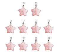 sourcing map 10 Pcs Star Stone Pendants, 20mm Natural Crystal Star Charm Pale Red Pentagram Charms Worry Stones for Meditation Energy DIY Necklace Jewelry Making