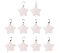 sourcing map 10 Pcs Star Stone Pendants, 20mm Natural Crystal Star Charm Pink Pentagram Charms Worry Stones for Meditation Energy DIY Necklace Jewelry Making