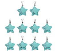 sourcing map 10 Pcs Star Stone Pendants, 20mm Natural Crystal Star Charm Turquoise Green Pentagram Charms Worry Stones for Meditation Energy DIY Necklace Jewelry Making