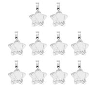 sourcing map 10 Pcs Star Stone Pendants, 20mm Natural Crystal Star Charm White Pentagram Charms Worry Stones for Meditation Energy DIY Necklace Jewelry Making