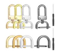 sourcing map 10 Pcs Swivel Clasp Hooks, Detachable Snap Hooks Swivel Clasps with D Rings Screwdriver for Bag Strap Purse Lanyard DIY Craft Hardware (Light Gold/K Gold/Silver/Gunmetal, 0.63Inch)