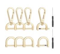 sourcing map 10 Pcs Swivel Clasp Hooks, Detachable Snap Hooks Swivel Lobster Claw Clasps with D Rings and Screwdriver for Bag Strap Purse Lanyard DIY Craft Hardware (Light Gold, 0.59Inch)