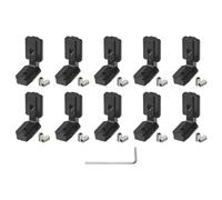 sourcing map 10 Pcs T Slot L-Shape Interior Inside Corner Connector with M6 Screws and Wrench for 4040 Series Aluminum Extrusion Profile, Slot 8mm, Black
