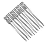 sourcing map 10 Pcs T10 Magnetic Torx Screwdriver Bits, 1/4 Inch Hex Shank 3.94-inch Length S2 Security Tamper Proof Screw Driver Kit Tools