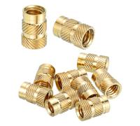 sourcing map 10 Pcs Threaded Inserts, 1/4"-20UNC x 12.7mm l x 8.7mm OD Pure Brass Knurled Nuts Female Threaded Heat Set Inserts Embedment Nut for 3D Printing Components Plastic Materials