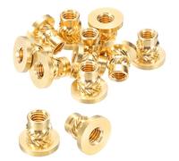 sourcing map 10 Pcs Threaded Inserts, M6 x 11.7mm H x 8.7mm OD Brass Metric Knurled Flange T-Nuts Female Threaded Heat Set Inserts Embedment Nut for Plastic and 3D Printing Components