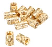 sourcing map 10 Pcs Threaded Inserts, M6 x 12.5mm H x 8.3mm OD Brass Metric Knurled Flange T-Nuts Female Threaded Heat Set Inserts Embedment Nut for Plastic and 3D Printing Components