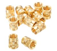 sourcing map 10 Pcs Threaded Inserts, M8 x 12.7mm H x 9.6mm OD Brass Metric Knurled Flange T-Nuts Female Threaded Heat Set Inserts Embedment Nut for Plastic and 3D Printing Components