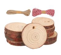 sourcing map 10 Pcs Unfinished Wood Slices Kit, 1.2-1.6 Inch Pre-drilled Wooden Circles with Bark Circles Wood Rounds for Crafts for DIY Crafts Christmas Ornament Rustic Wedding Decoration