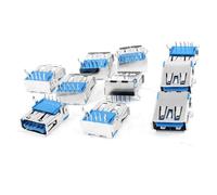 sourcing map 10 Pcs USB 3.0 Type A Female Right Angle 9-Pin DIP Jack Socket